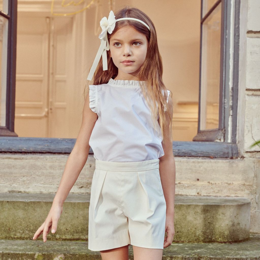 女童白色棉短裤