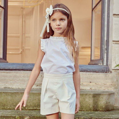 女童白色棉短裤