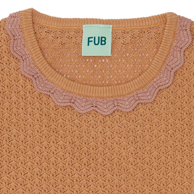 儿童杏色针织棉T恤