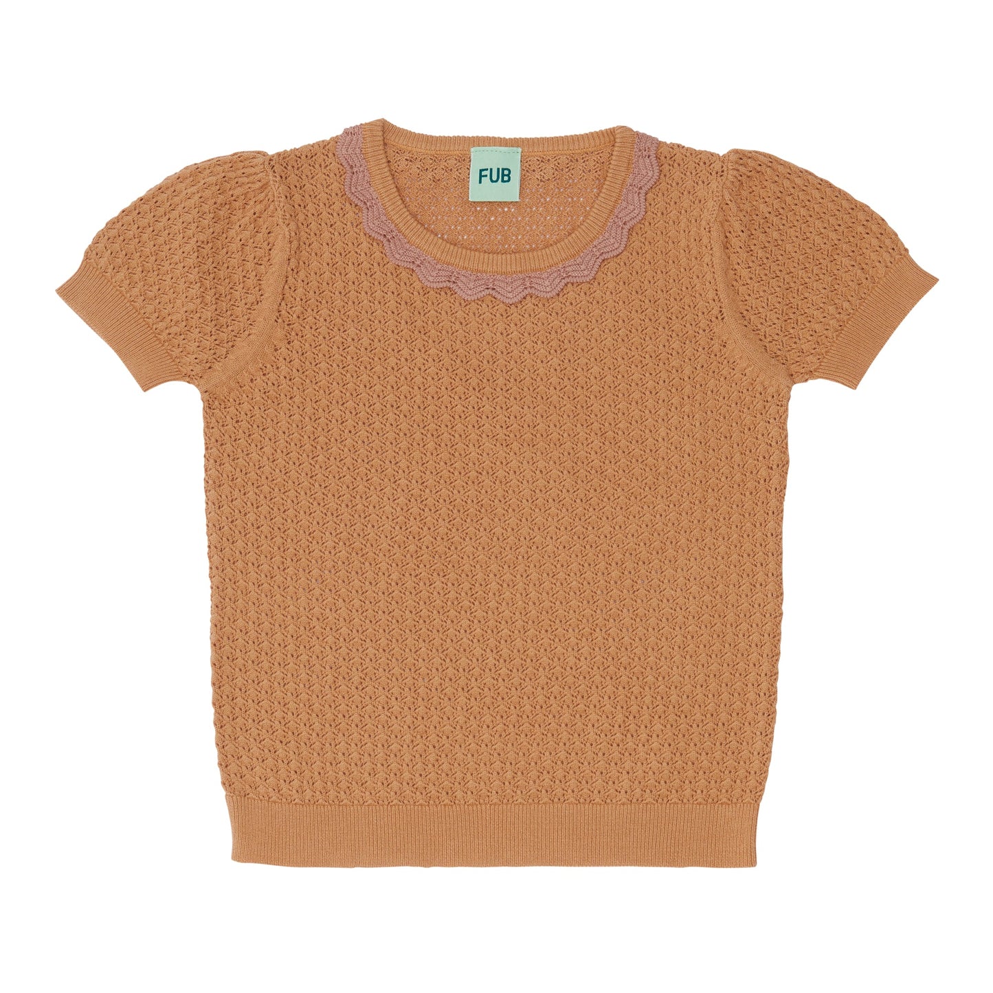 儿童杏色针织棉T恤