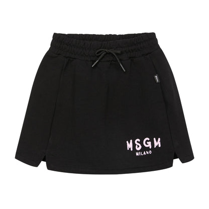 女童黑色Logo棉短裙