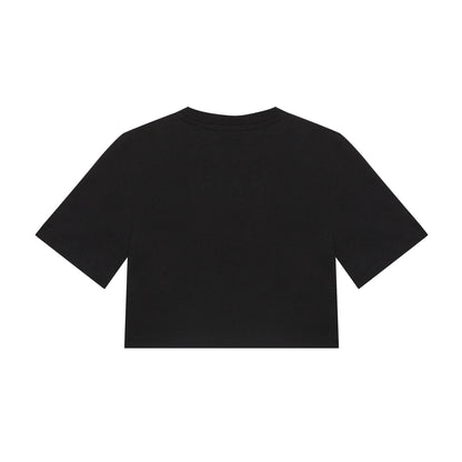 女童黑色印花棉T恤