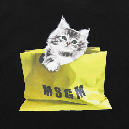 女童黑色印花棉T恤