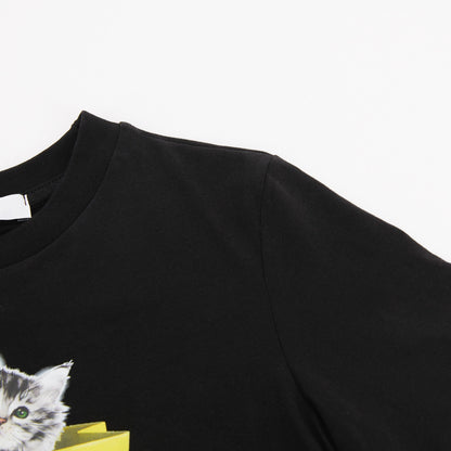 女童黑色印花棉T恤