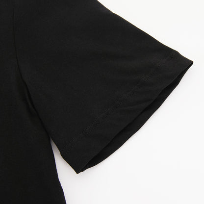 女童黑色印花棉T恤