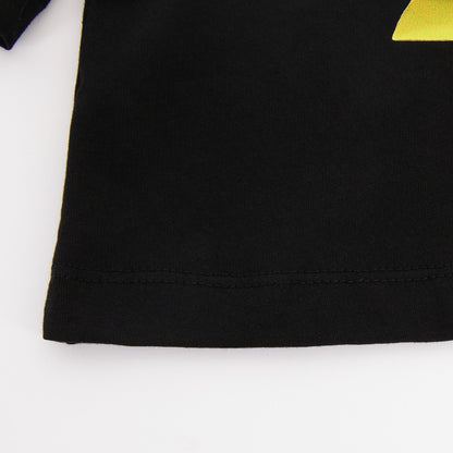 女童黑色印花棉T恤