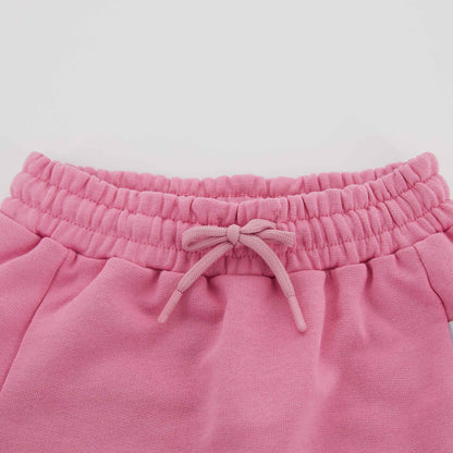 女童粉色Logo棉短裙