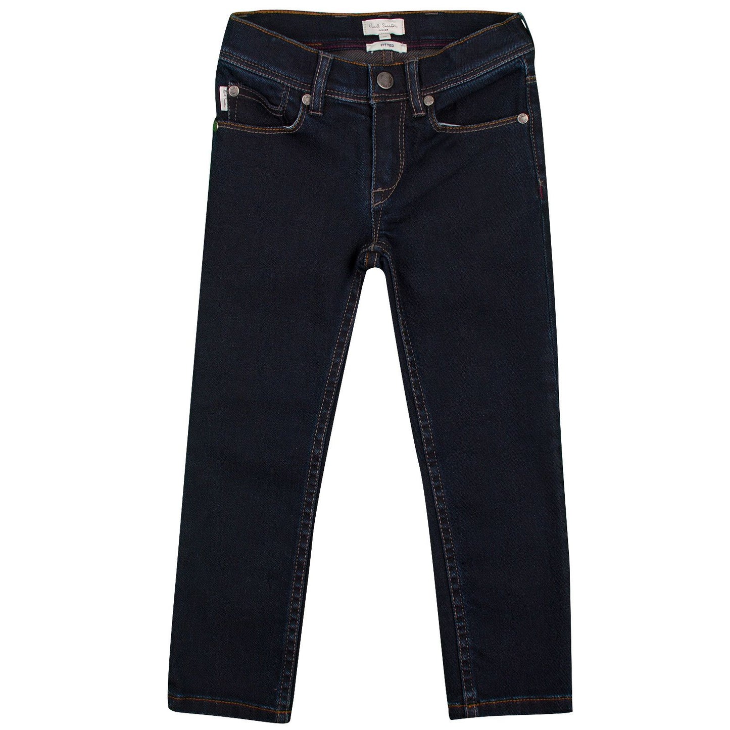 Boys Navy Blue Slim Fit Jeans With A Leather Logo Patch
