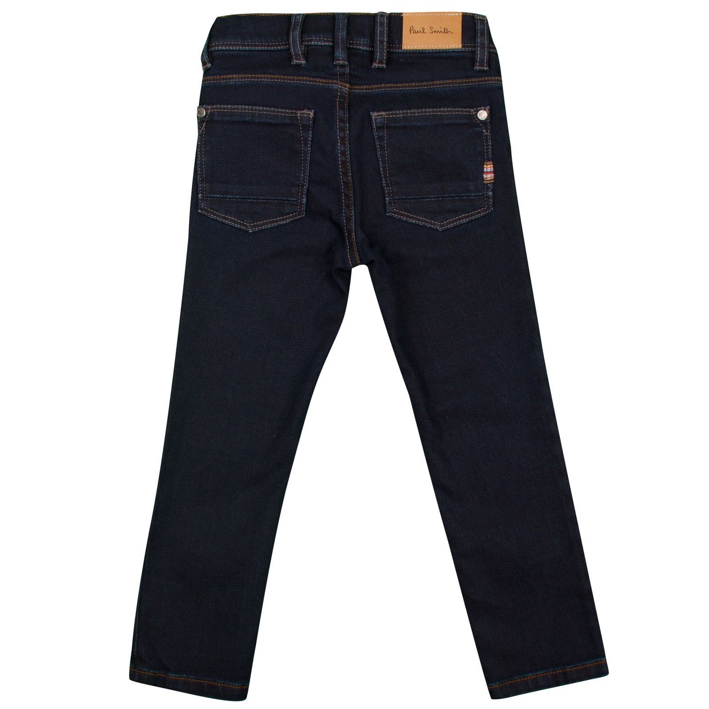 Boys Navy Blue Slim Fit Jeans With A Leather Logo Patch