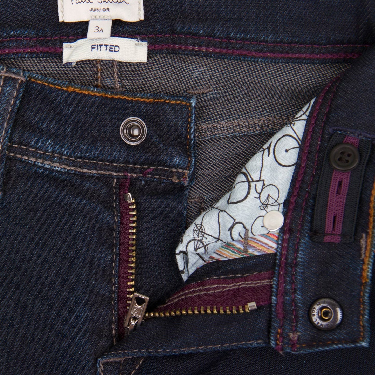 Boys Navy Blue Slim Fit Jeans With A Leather Logo Patch