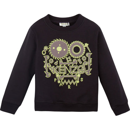 Boys Black Monster Embroidered Sweatshirt