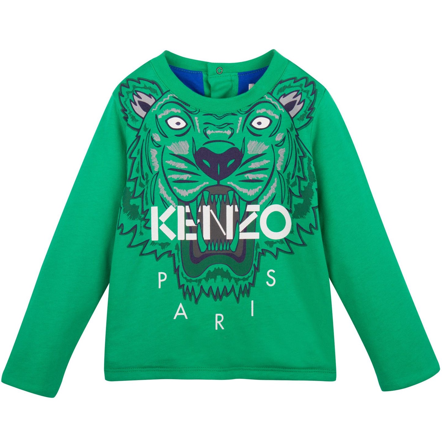 Baby Green Tiger Printed Sweatshirt With Blue Lining