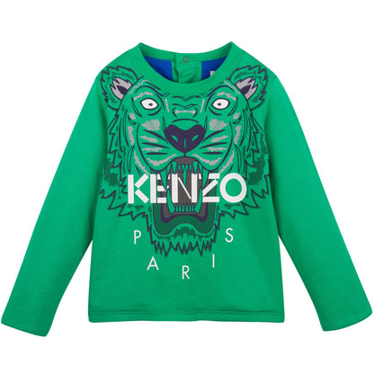 Baby Green Tiger Printed Sweatshirt With Blue Lining