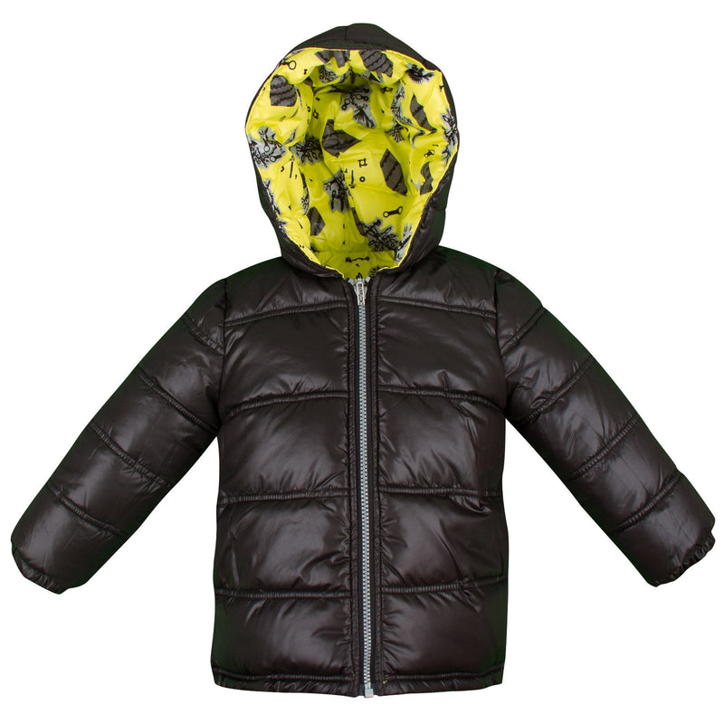Baby Boys Lime Green Monster Printed Reversible Jacket