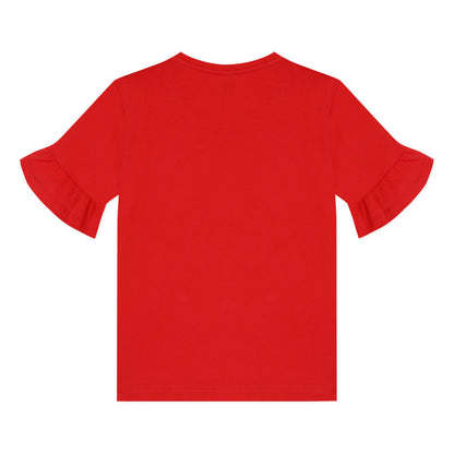 Girls Red Cotton T-Shirt