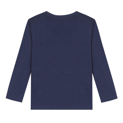 Girls Navy Logo Cotton T-Shirt