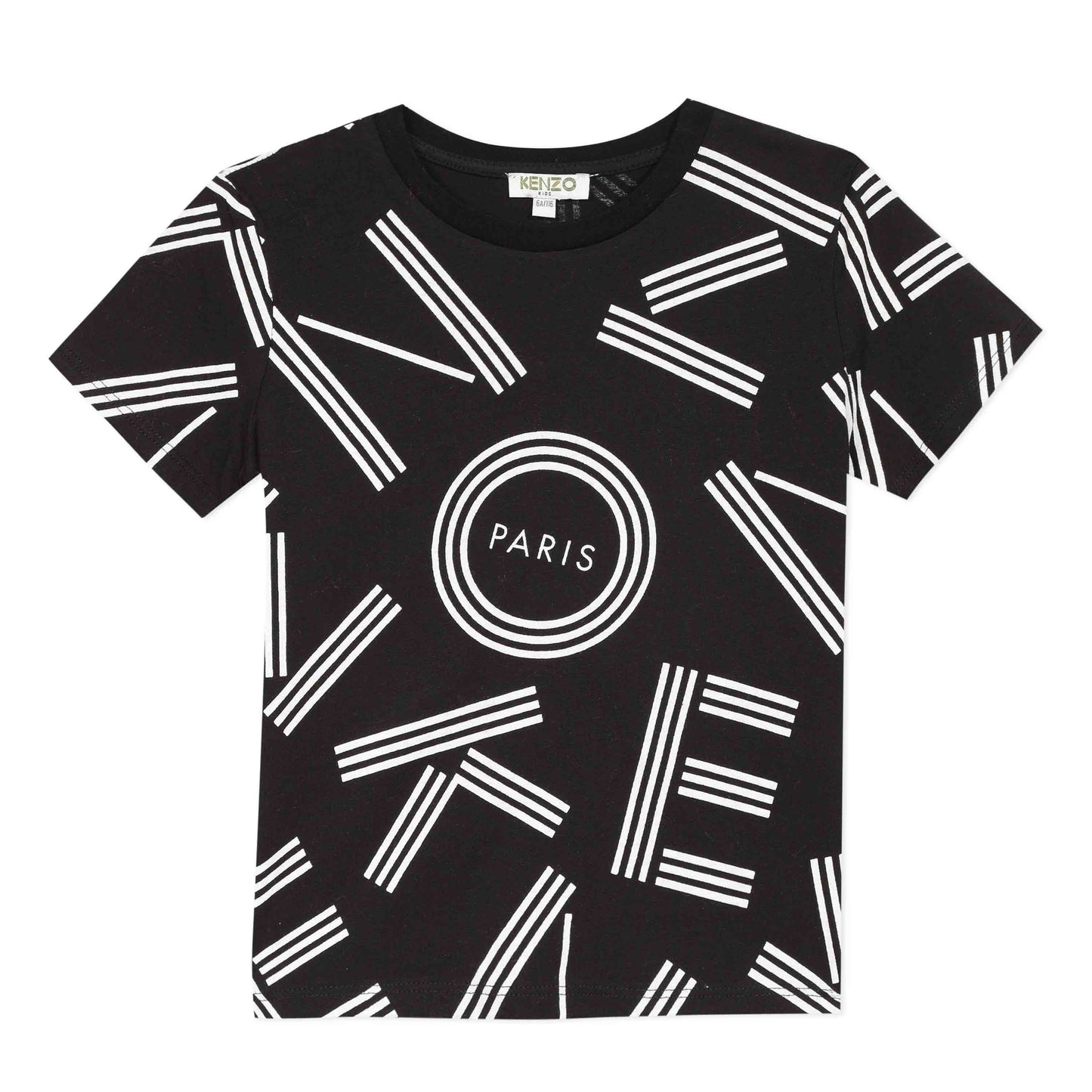 Boys Black Letter All Over Cotton T-Shirt