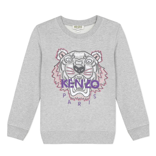 Girls Light Grey Cotton Sweatshirt