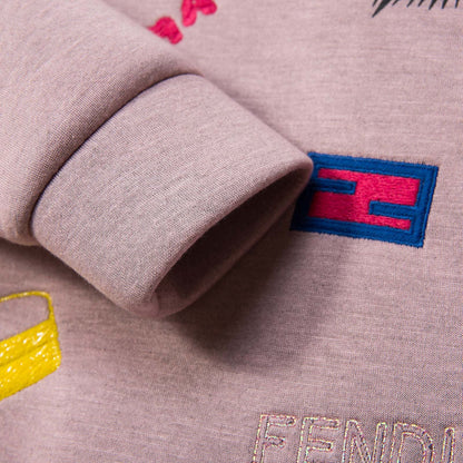 Girls Pink Neoprene Sweatshirt With Appliquéd Logos
