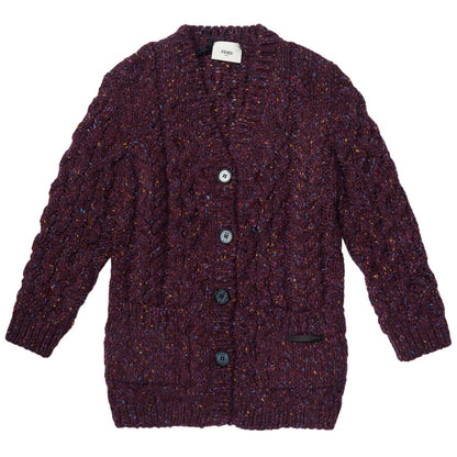 Girls Dark Red V-neck knitted Cardigan
