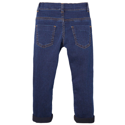 Boys Dark Blue Monster Embroidered Jeans