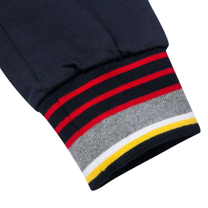 Boys Blue Tracksuit Trousers With Striped Leg Cuffs