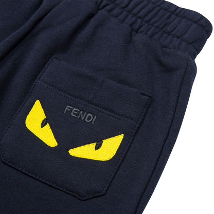 Boys Blue Tracksuit Trousers With Striped Leg Cuffs