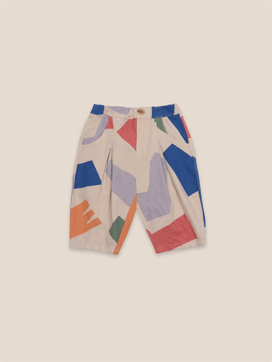 男婴棕色米白色机织长裤