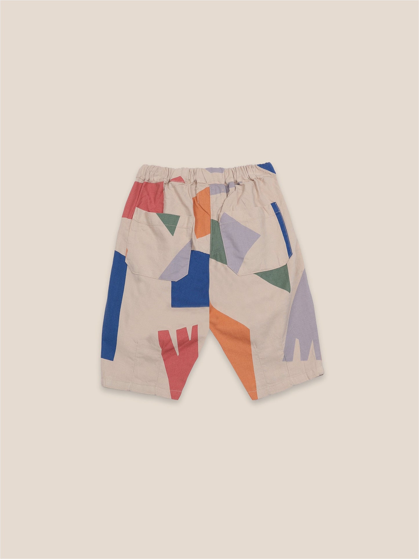 男婴棕色米白色机织长裤