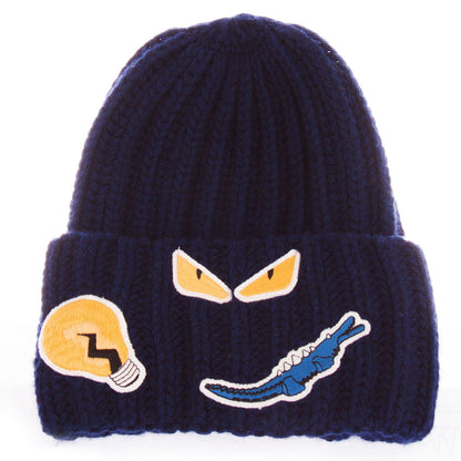 Boys Blue Monster Printed Knitted Wool Hat