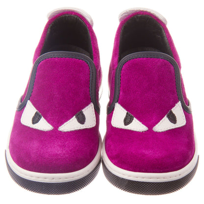 Boys&Girls Purple Suede Monster Trainers