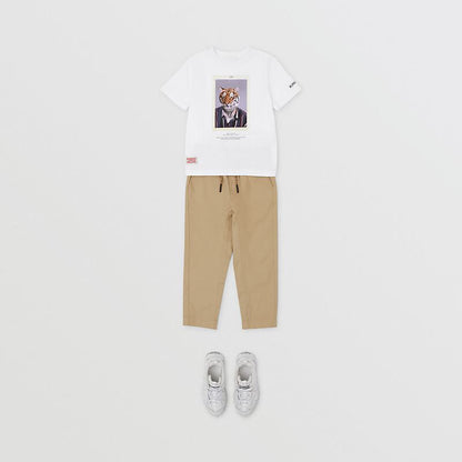 Boys White Tiger Cotton T-Shirt