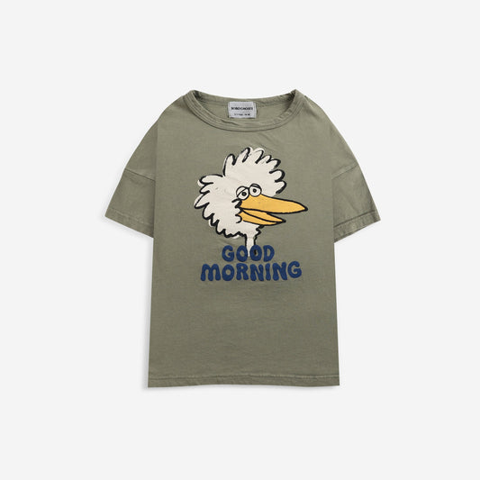 儿童深绿色印花棉T恤