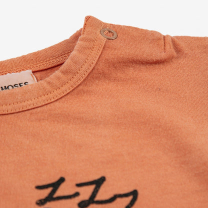 婴儿橙色印花棉T恤