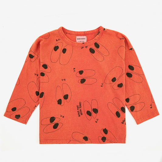 儿童橙色印花棉T恤