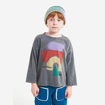 儿童灰色印花棉T恤