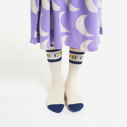 儿童白色Logo棉袜