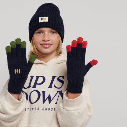 儿童藏青色手套