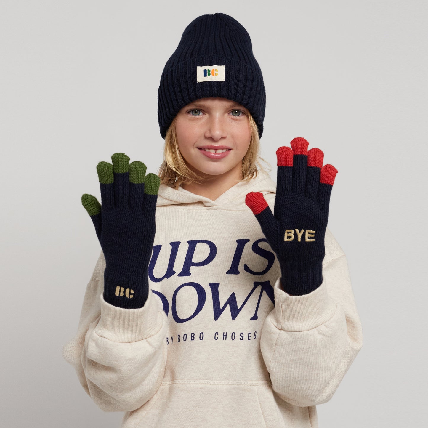 儿童藏青色手套