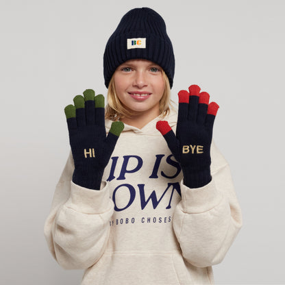 儿童藏青色手套