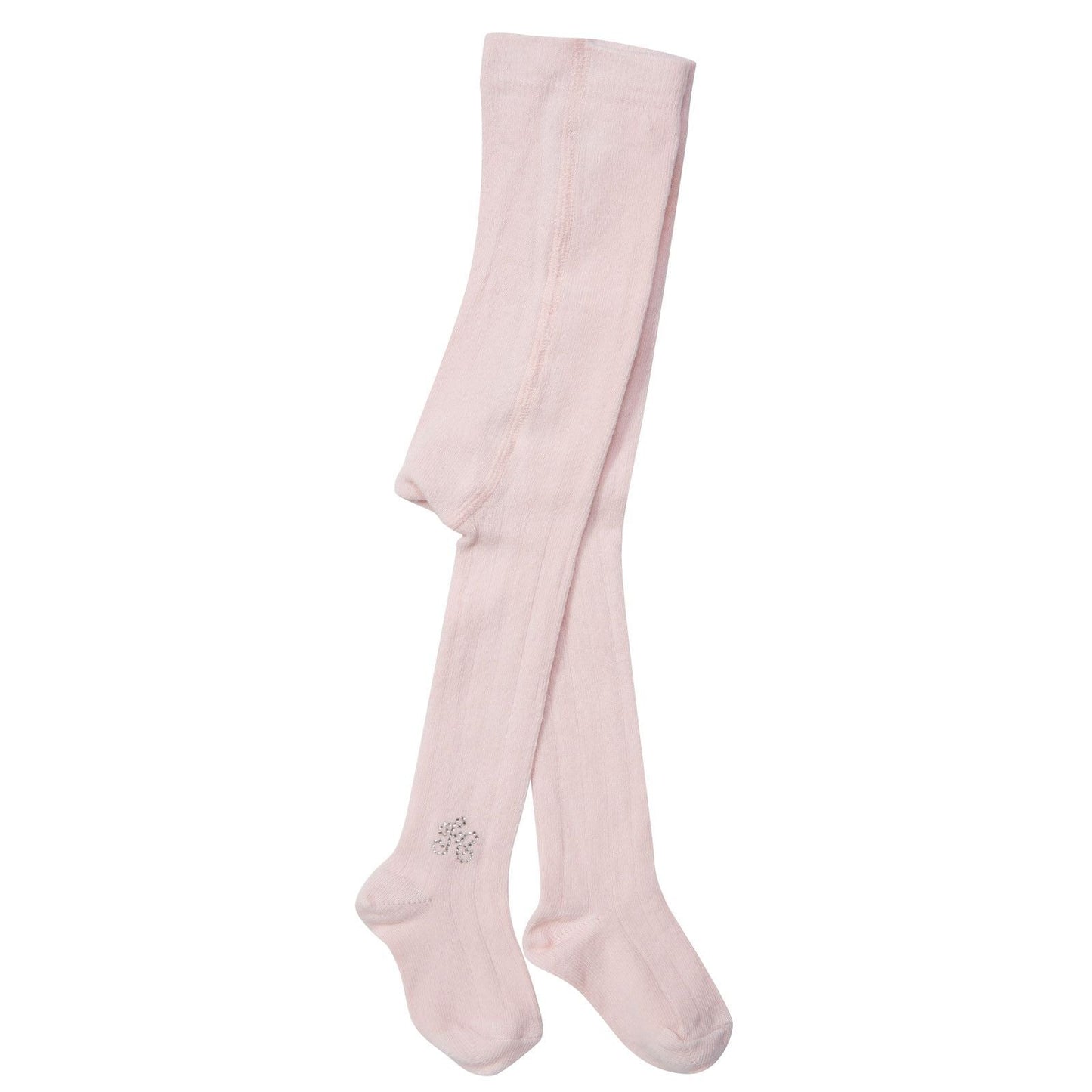 Baby Girls Pink Diamante Logo Cotton Tights