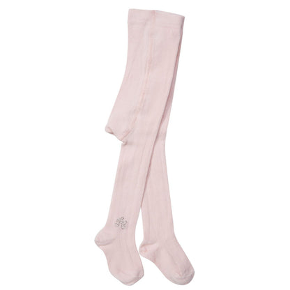 Baby Girls Pink Diamante Logo Cotton Tights