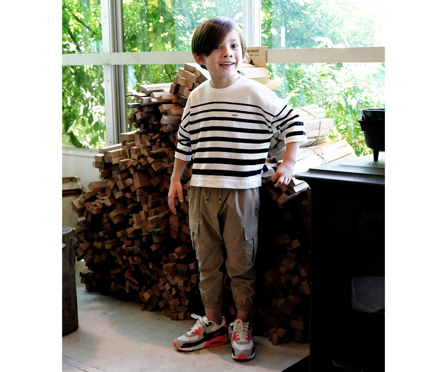 儿童白色条纹T恤