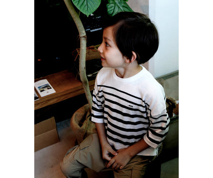 儿童白色条纹T恤