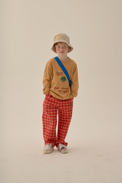 儿童驼色印花棉T恤