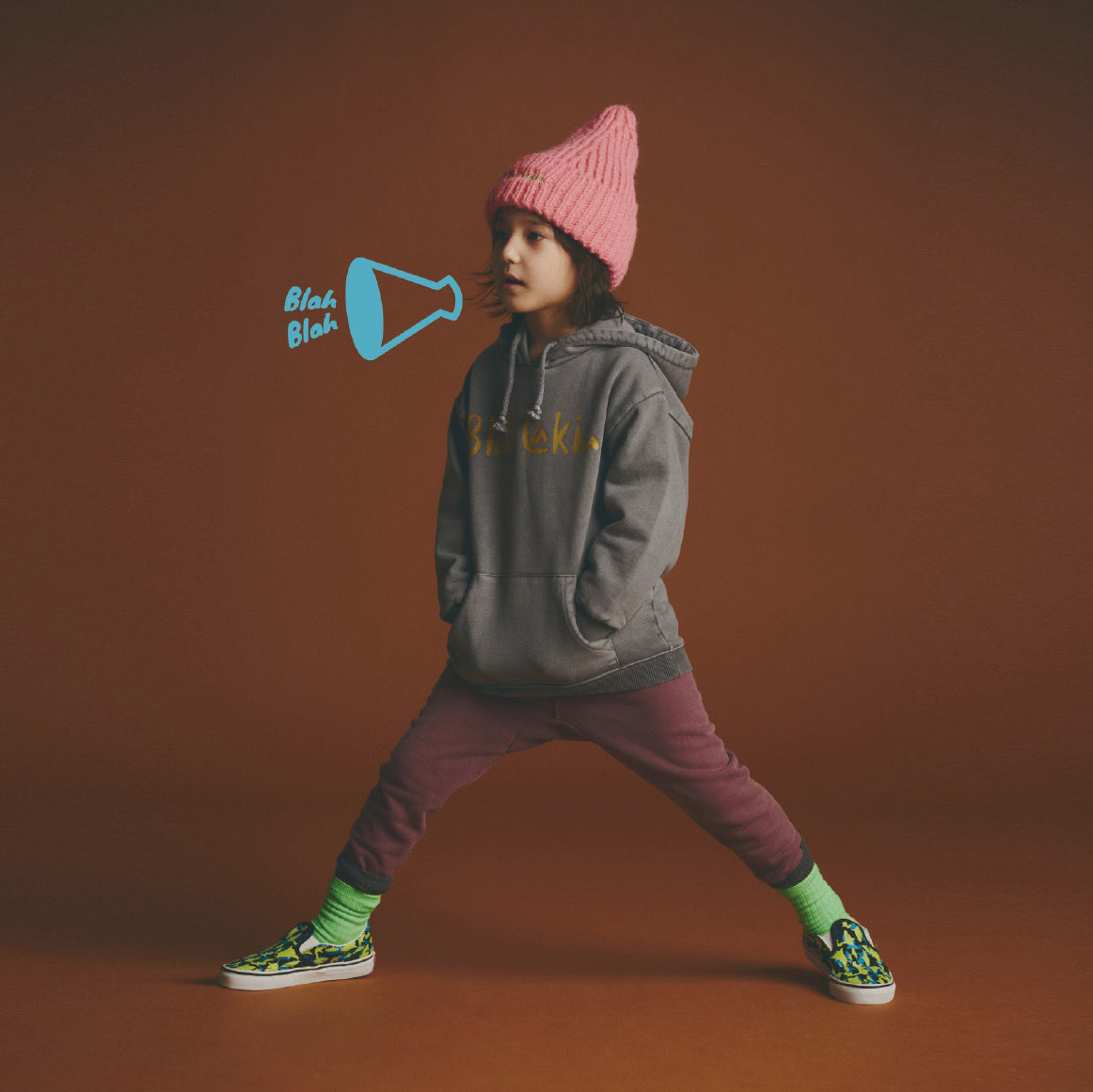 儿童粉色针织羊毛帽子