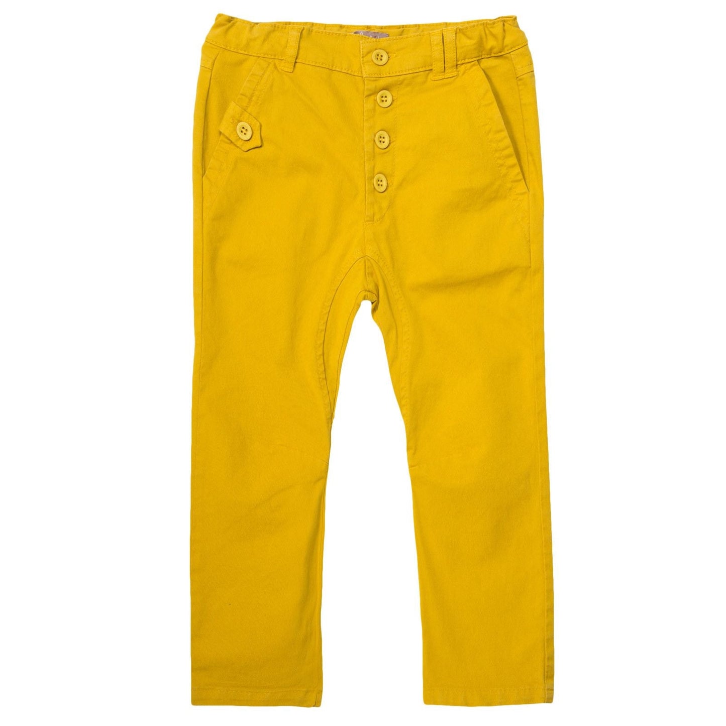 Boys Yellow Slim Fit Cotton Trousers