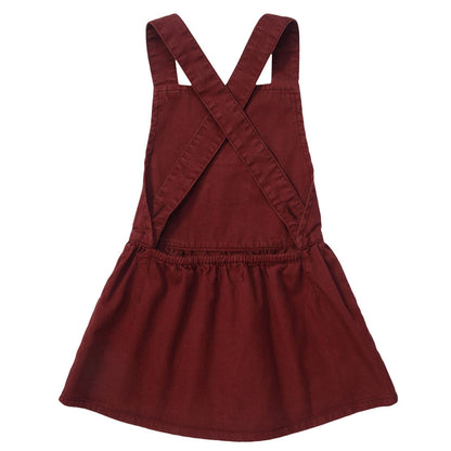 Girls Red Cat Pocket Dungaree Dress