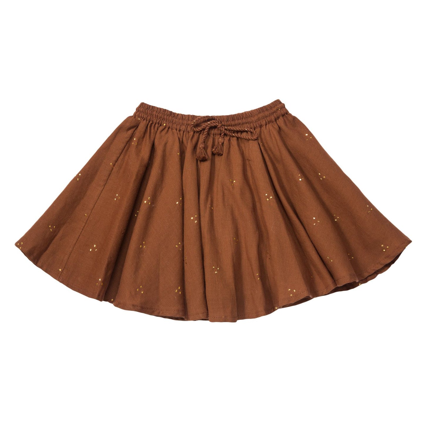 Girls Brown Elastic waisted Mukesh Skirt