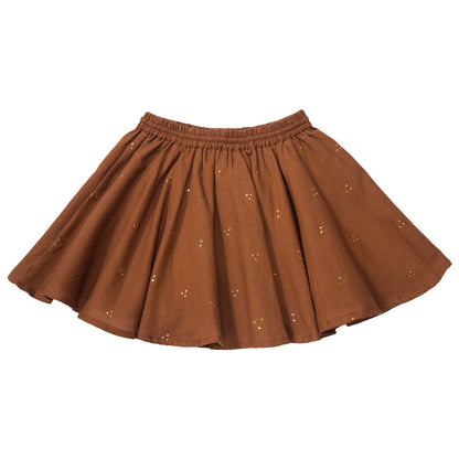 Girls Brown Elastic waisted Mukesh Skirt